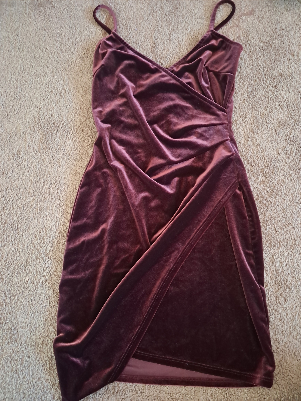 Windsor Velvet Wrap Midi Dress - Burgundy